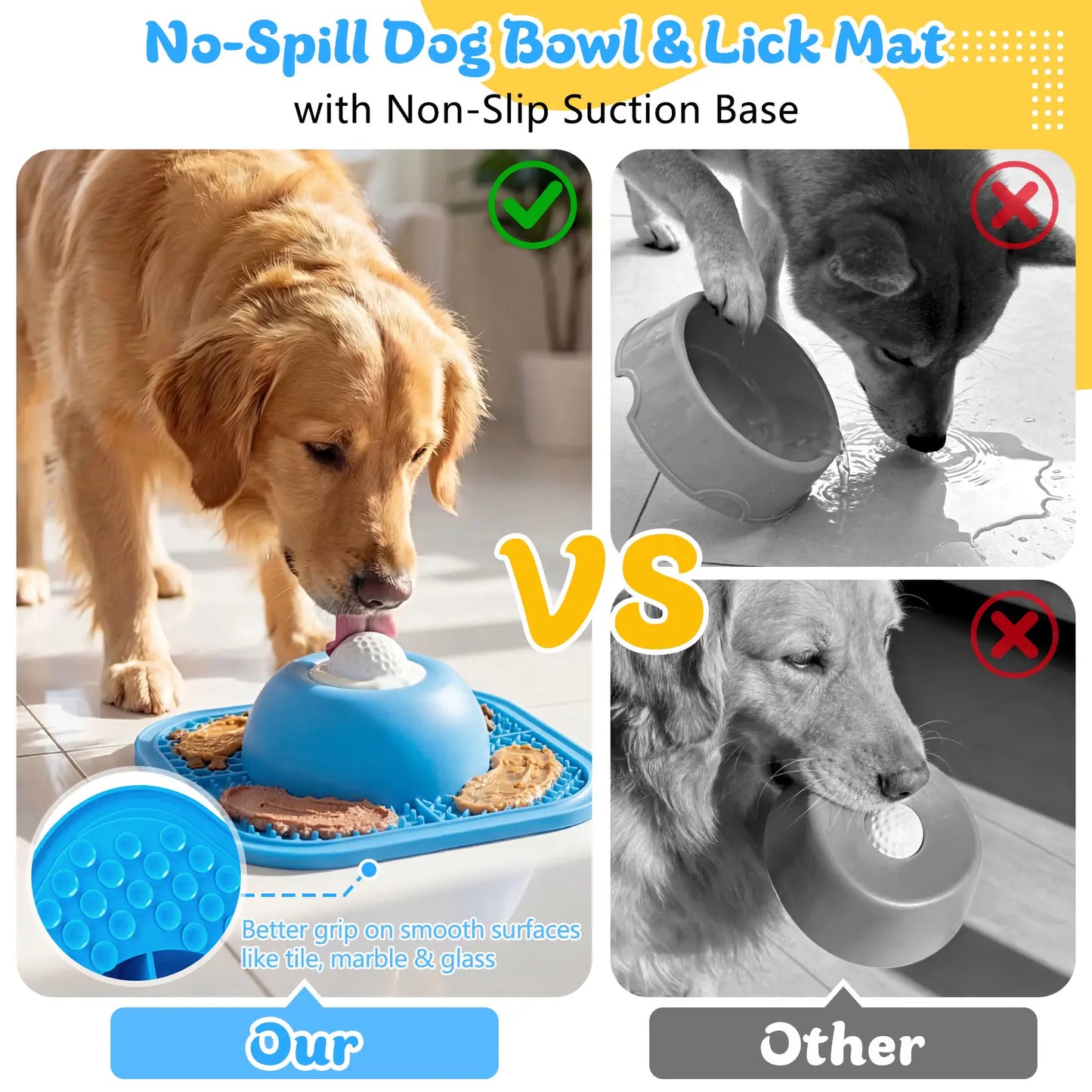 Interactive Silicone Slow Feeder Bowl for Dogs, Cats, and Puppies - Non-Slip Lick Mat for Wet Food, Treats, Yogurt, and Peanut Butter