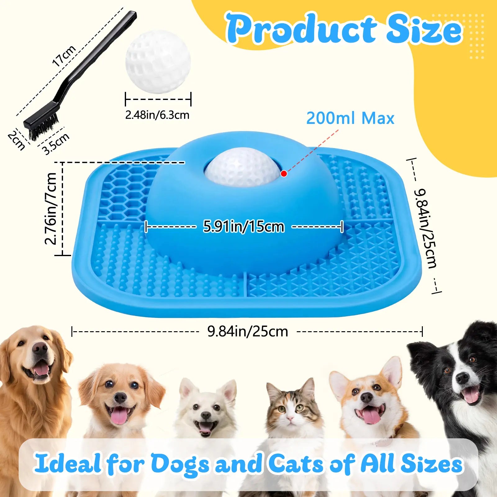 Interactive Silicone Slow Feeder Bowl for Dogs, Cats, and Puppies - Non-Slip Lick Mat for Wet Food, Treats, Yogurt, and Peanut Butter