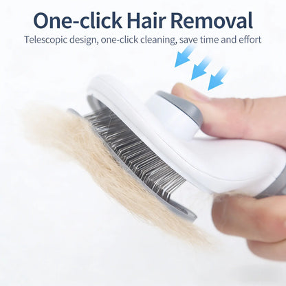 4-Piece Pet Grooming Kit - Self-Cleaning Slicker Brush, Dual-Sided Stainless Steel Dematting Comb, Tear Stain Comb, and Fur Removal Tool for Dogs and Cats with Long or Short Hair - Essential Supplies for a Fur-Free Home