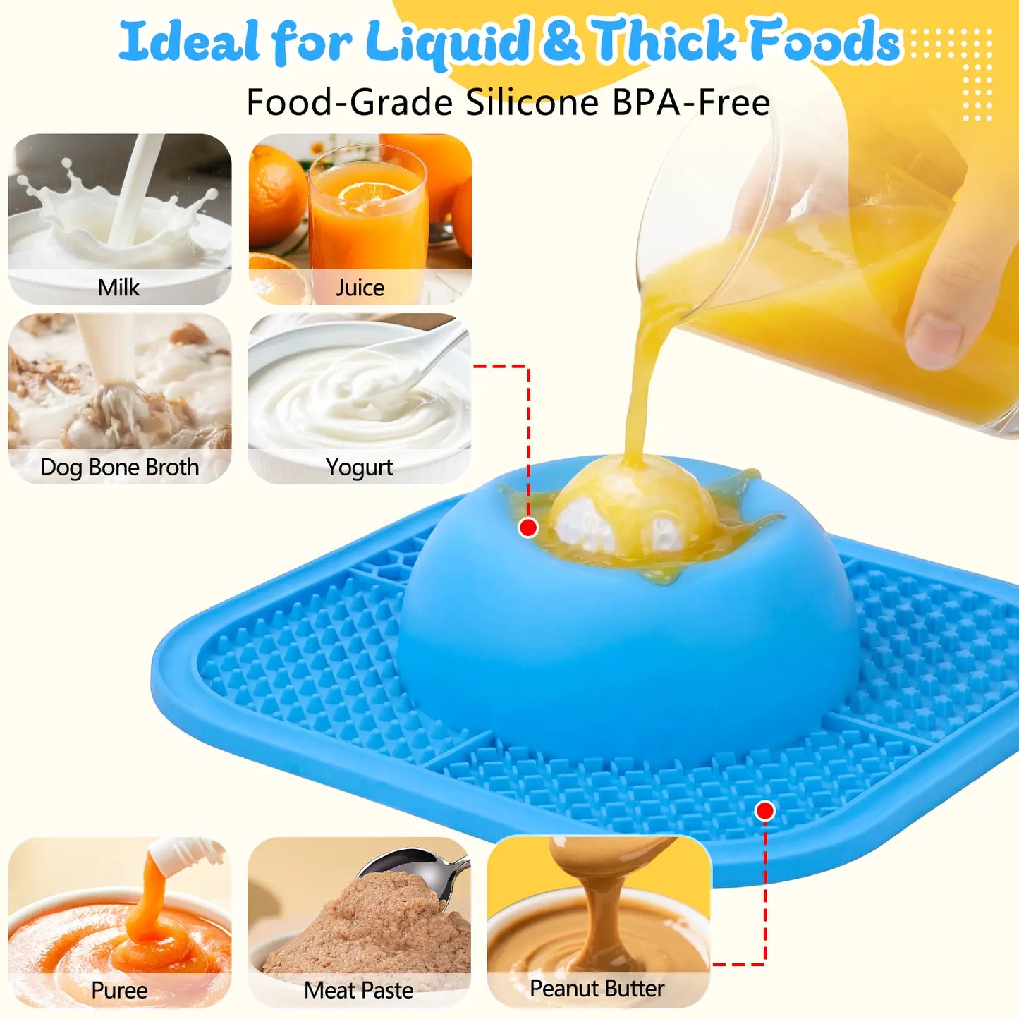 Interactive Silicone Slow Feeder Bowl for Dogs, Cats, and Puppies - Non-Slip Lick Mat for Wet Food, Treats, Yogurt, and Peanut Butter