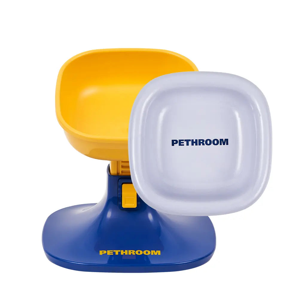 PETHROOM Adjustable Height Feeding Stand with Non-Slip Design and Durable Ceramic Bowls for Dogs and Cats