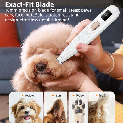 GOYJOY Waterproof Rechargeable Micro Precision Trimmer for Small Dogs and Cats with LED Light and Quiet Operation for Grooming Paws, Eyes, Ears, and Face