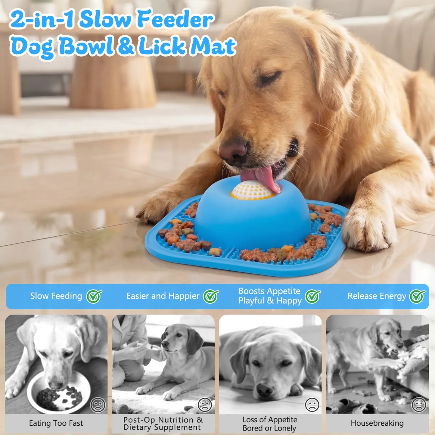 Interactive Silicone Slow Feeder Bowl for Dogs, Cats, and Puppies - Non-Slip Lick Mat for Wet Food, Treats, Yogurt, and Peanut Butter