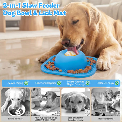 Interactive Silicone Slow Feeder Bowl for Dogs, Cats, and Puppies - Non-Slip Lick Mat for Wet Food, Treats, Yogurt, and Peanut Butter