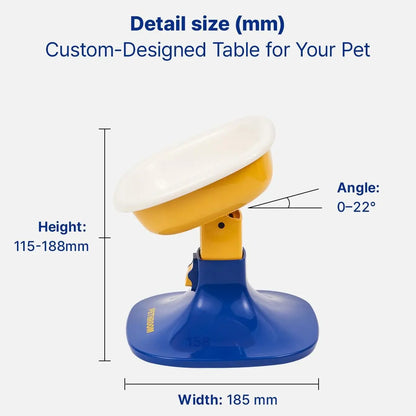 PETHROOM Adjustable Height Feeding Stand with Non-Slip Design and Durable Ceramic Bowls for Dogs and Cats