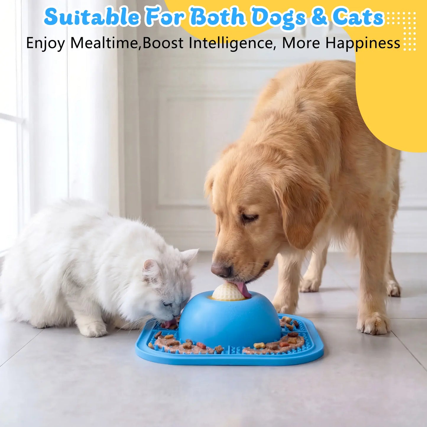 Interactive Silicone Slow Feeder Bowl for Dogs, Cats, and Puppies - Non-Slip Lick Mat for Wet Food, Treats, Yogurt, and Peanut Butter