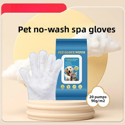 Professional Pet Grooming Kit: 20-Pack Cleaning Gloves and Bath Wipes for Dogs and Cats, Low Allergy and Deodorizing Solutions