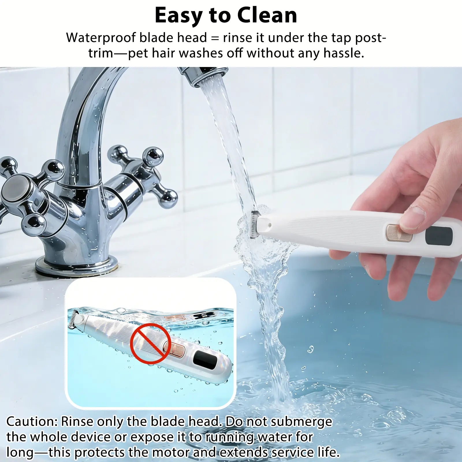 GOYJOY Waterproof Rechargeable Micro Precision Trimmer for Small Dogs and Cats with LED Light and Quiet Operation for Grooming Paws, Eyes, Ears, and Face