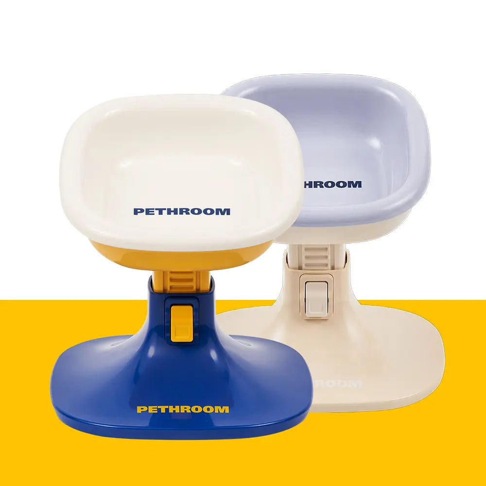PETHROOM Adjustable Height Feeding Stand with Non-Slip Design and Durable Ceramic Bowls for Dogs and Cats